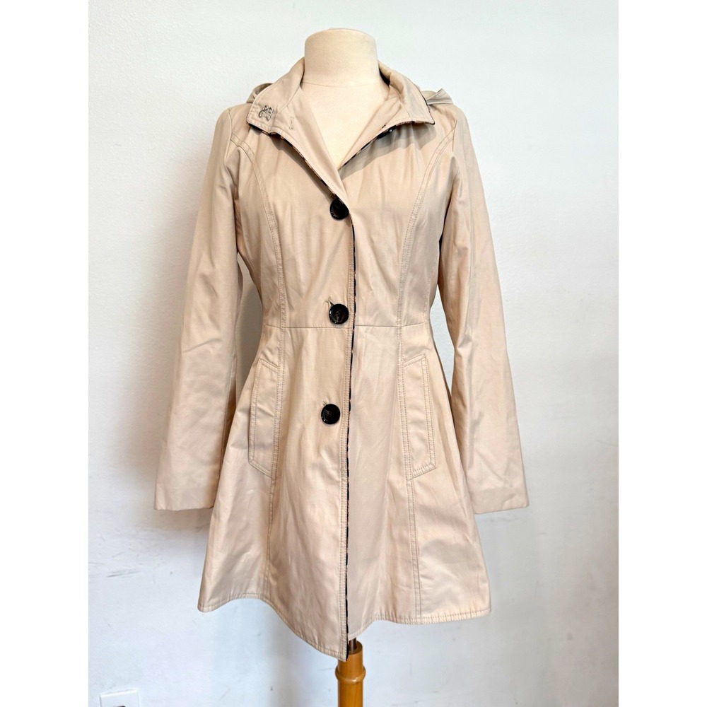 Laundry by Shelli Segal Beige Trench coat Jacket M Lined Pockets Mid-Length fall